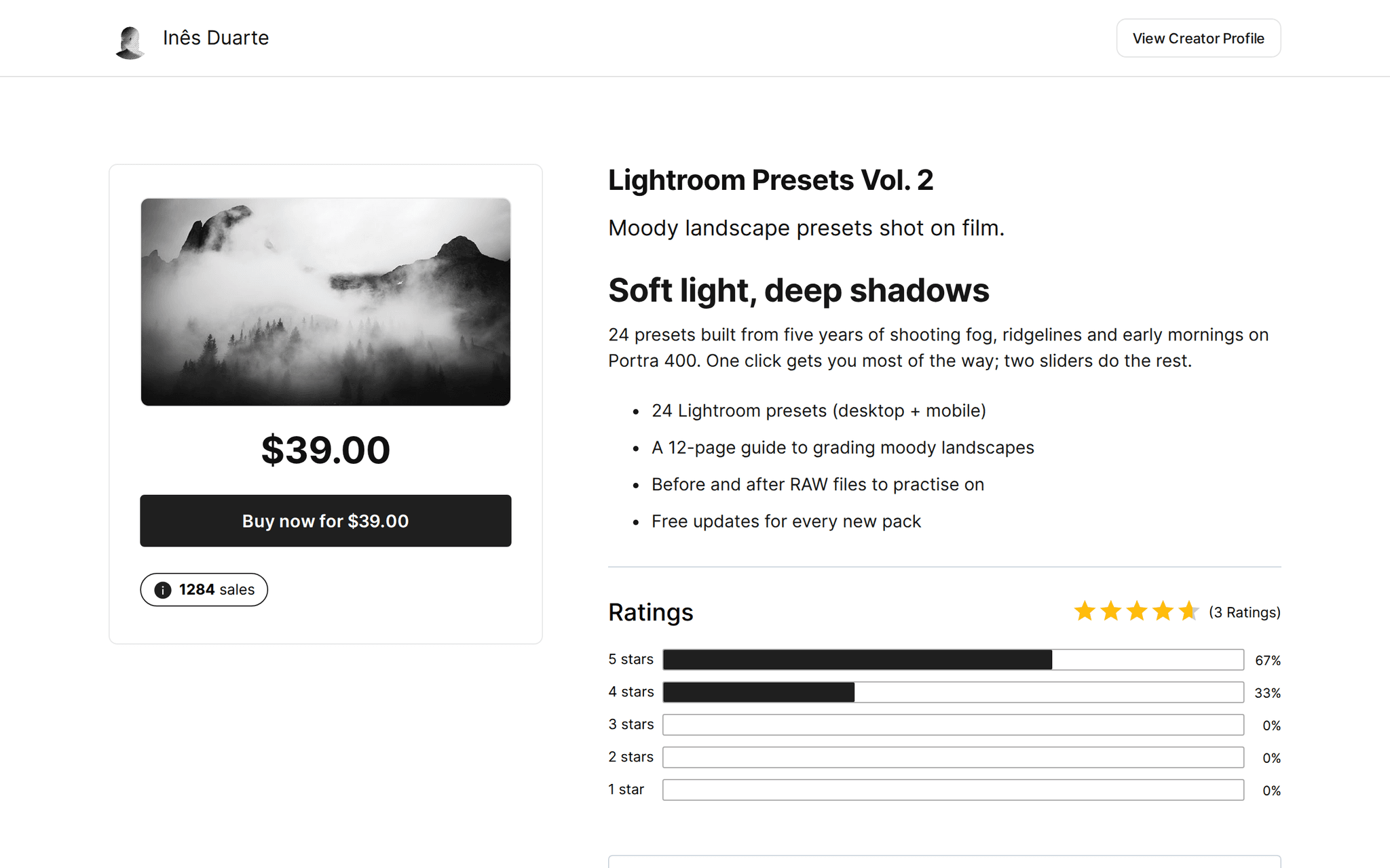 A Pocketsflow product page as buyers see it: photo, price, buy button, sales count, description and ratings.